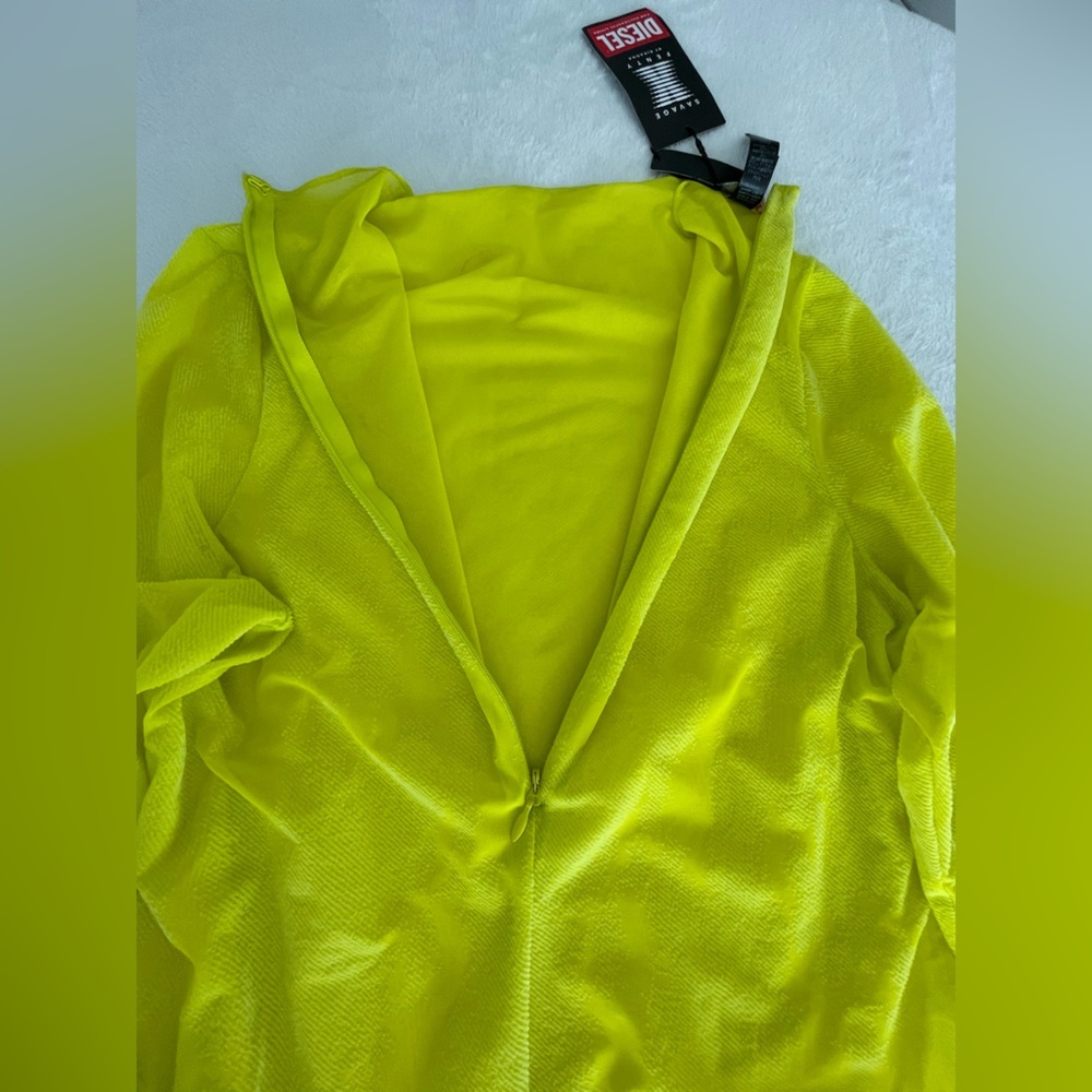 DIESEL × SAVAGE FENTY by RIHANNA Long Sleeve Bodysuit in Neon Tease Green Yellow - Picture 15 of 17